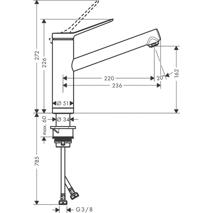 Hansgrohe Zesis M33 Single Lever Kitchen Mixer 160, Installation In Front Of A Window, 1Jet - Chrome - Unbeatable Bathrooms