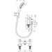 Hansgrohe Zesis S 2-Hole Rim Mounted Bath Mixer with Diverter Valve and Vernis Blend Hand Shower Vario - Unbeatable Bathrooms