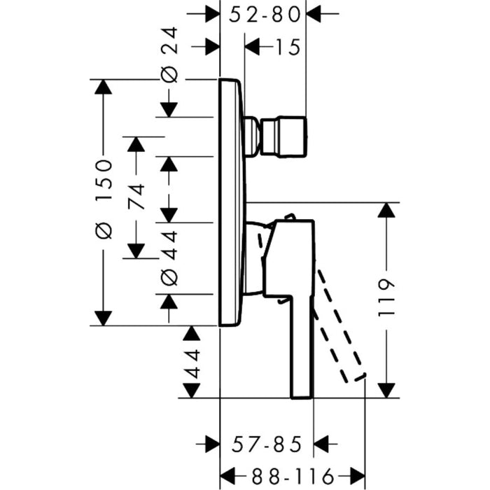Hansgrohe Zesis S Single Lever Bath Mixer For Concealed Installation For Ibox Universal - Unbeatable Bathrooms