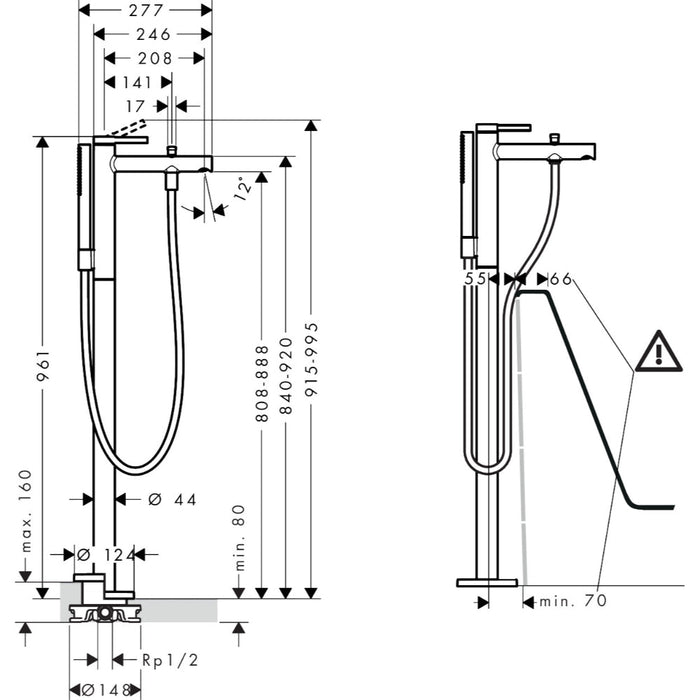 Hansgrohe Zesis S Single Lever Bath Mixer Floor-Standing - Unbeatable Bathrooms
