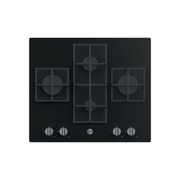 Hoover H300 HVG6DK3B 60cm Gas on Glass Hob - Black Glass - Unbeatable Bathrooms