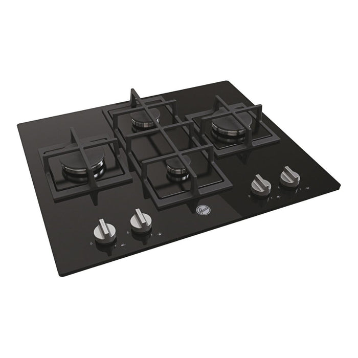 Hoover H300 HVG6DK3B 60cm Gas on Glass Hob - Black Glass - Unbeatable Bathrooms