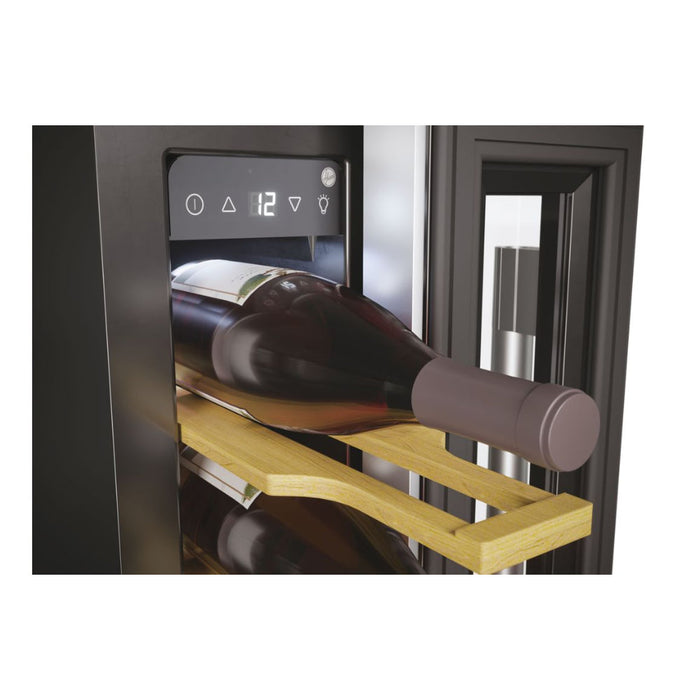 Hoover H300 HWCB 15 UK/1 15cm Wine Cooler - Black Glass & St/Steel - Unbeatable Bathrooms