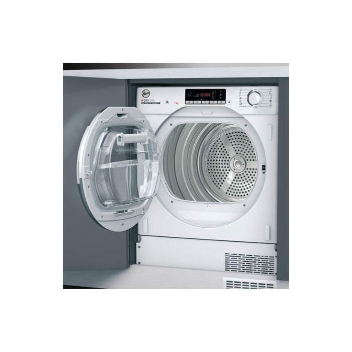 Hoover H500 BATD H7A1TCE-80 B/I 7kg Heat Pump Condenser Dryer - White w/Chrome Door - Unbeatable Bathrooms