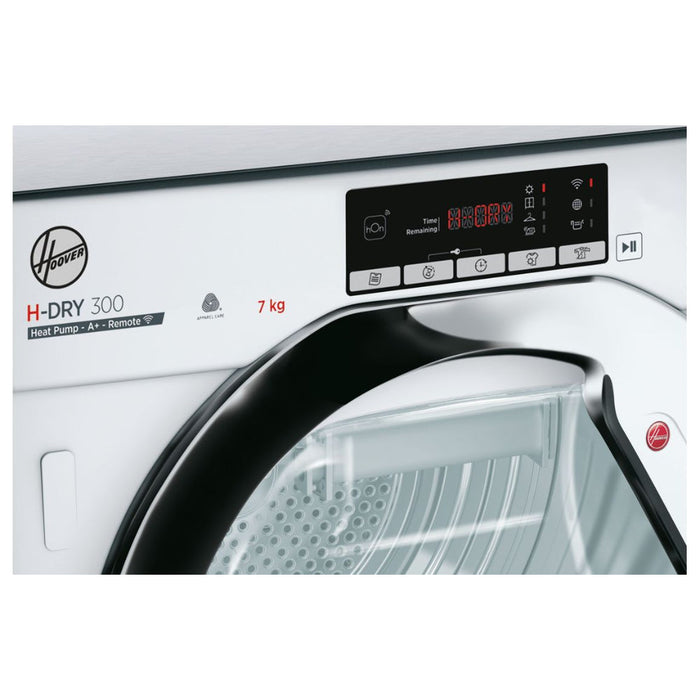 Hoover H500 BATD H7A1TCE-80 B/I 7kg Heat Pump Condenser Dryer - White w/Chrome Door - Unbeatable Bathrooms