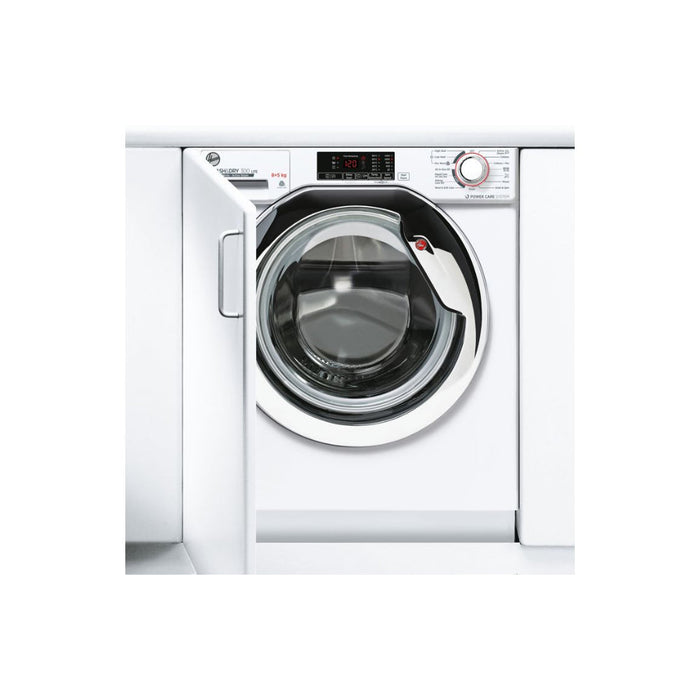 Hoover H500 HBDS 485D1ACE-80 B/I 8/5kg 1400rpm Washer Dryer - White w/Chrome Door - Unbeatable Bathrooms