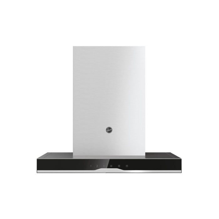 Hoover H500 HTS9CBK5XWIFI T-Shape Chimney Hood - Black Glass & St/Steel - Unbeatable Bathrooms