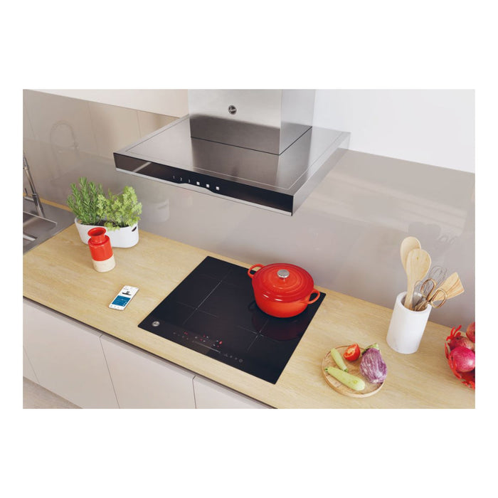 Hoover H500 HTS9CBK5XWIFI T-Shape Chimney Hood - Black Glass & St/Steel - Unbeatable Bathrooms