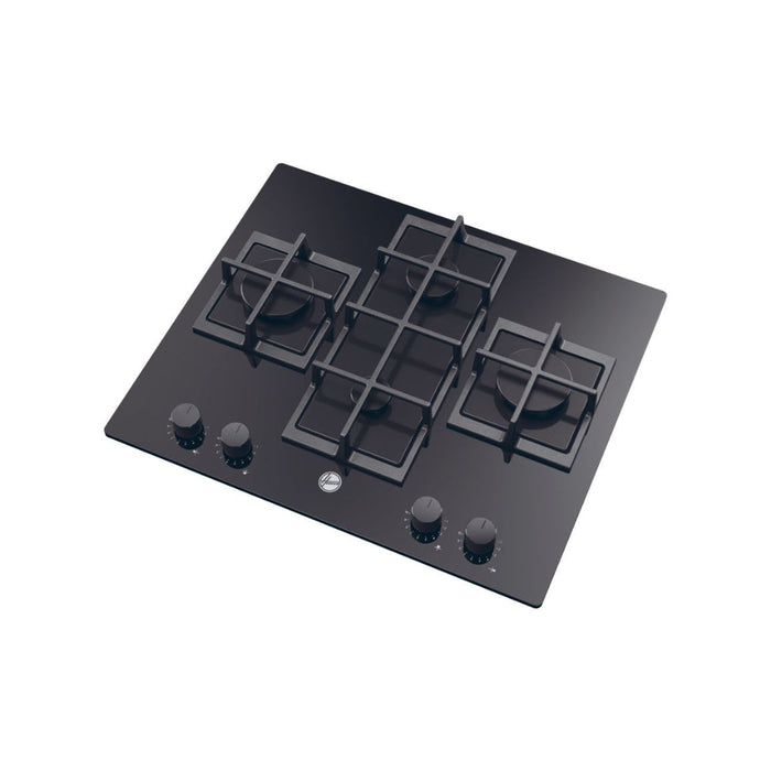 Hoover H500 HVG6DC5B 60cm Gas Hob - Black Glass - Unbeatable Bathrooms