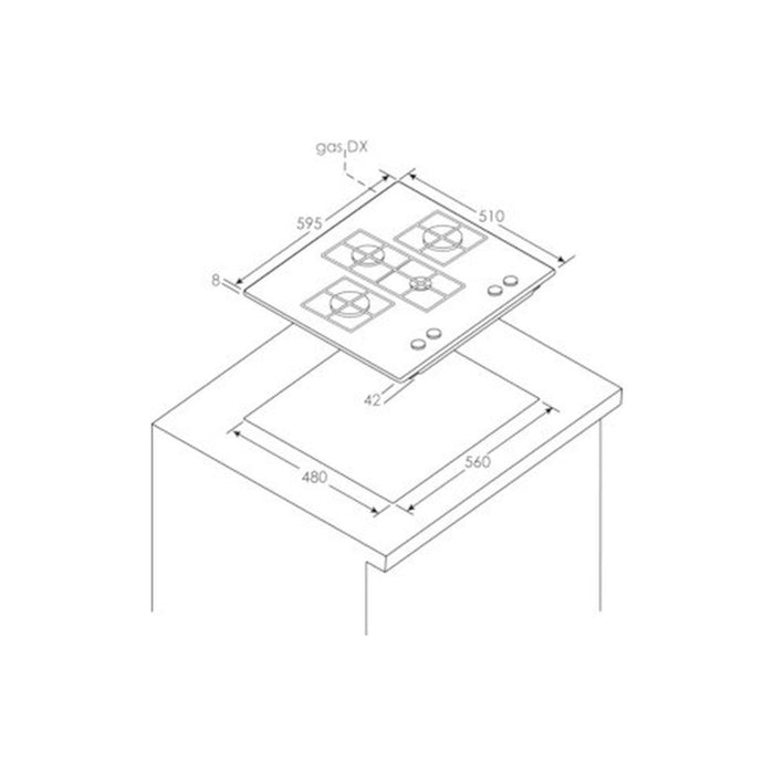 Hoover H500 HVG6DC5B 60cm Gas Hob - Black Glass - Unbeatable Bathrooms