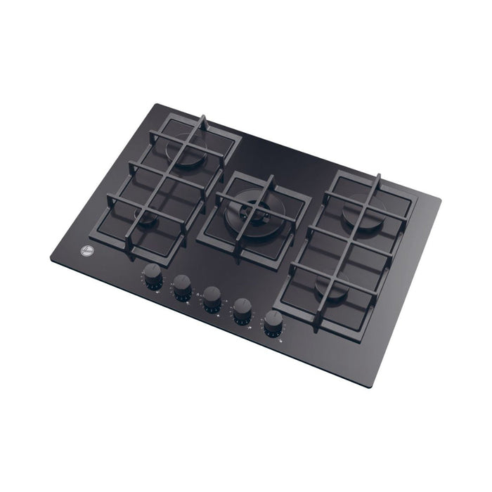 Hoover H500 HVG74WC5B 75cm Gas Hob - Black Glass - Unbeatable Bathrooms