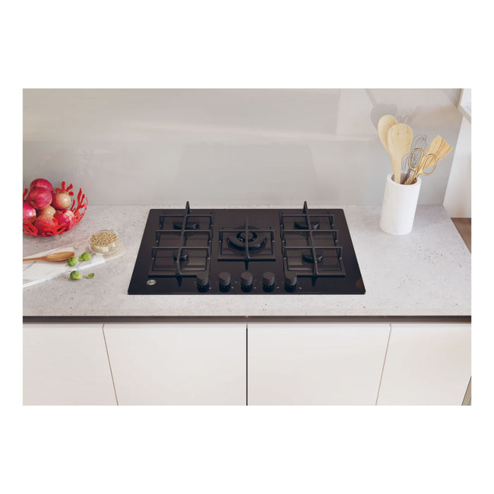 Hoover H500 HVG74WC5B 75cm Gas Hob - Black Glass - Unbeatable Bathrooms
