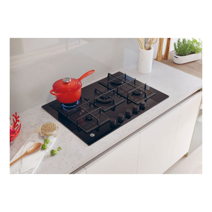 Hoover H500 HVG74WC5B 75cm Gas Hob - Black Glass - Unbeatable Bathrooms