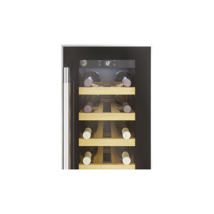 Hoover H500 HWCB 30 UK/N 30cm Wine Cooler - Black Glass & St/Steel - Unbeatable Bathrooms