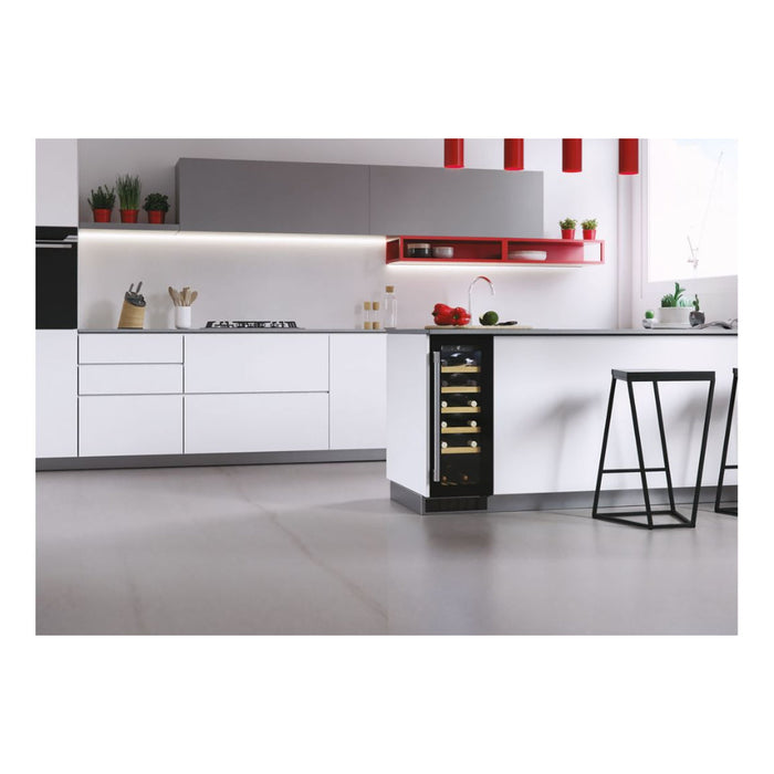 Hoover H500 HWCB 30 UK/N 30cm Wine Cooler - Black Glass & St/Steel - Unbeatable Bathrooms