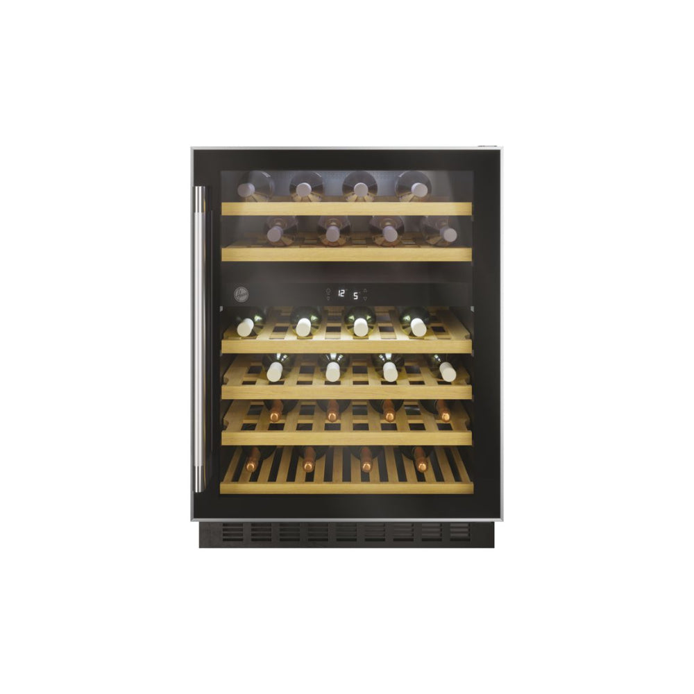 Hoover H500 HWCB 60 UK/N 60cm Wine Cooler - Black Glass & St/Steel