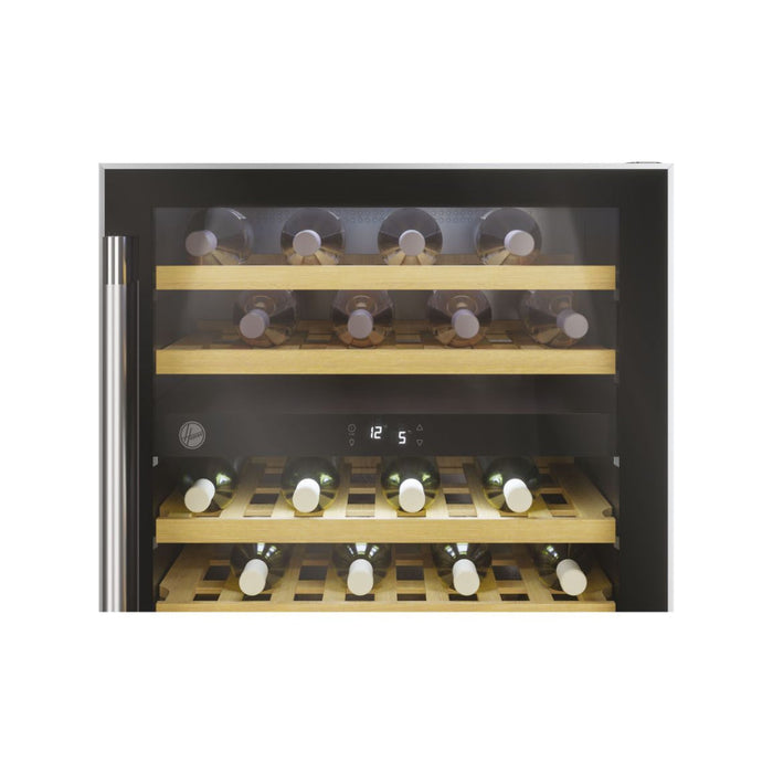 Hoover H500 HWCB 60 UK/N 60cm Wine Cooler - Black Glass & St/Steel - Unbeatable Bathrooms