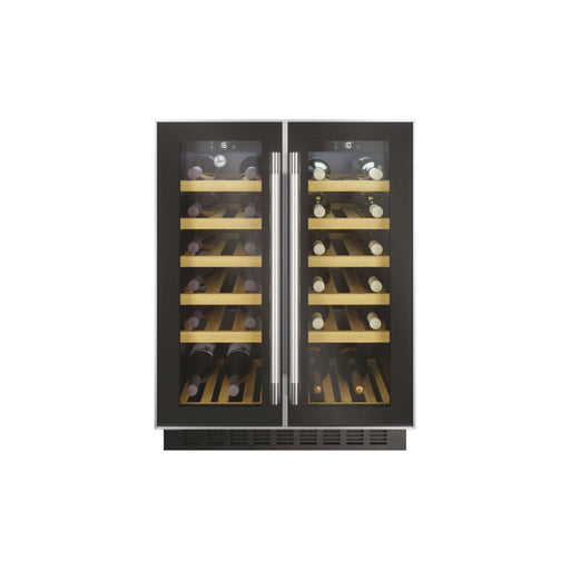 Hoover H500 HWCB 60D UK/N 60cm 2-Door Wine Cooler - Black Glass & St/Steel - Unbeatable Bathrooms