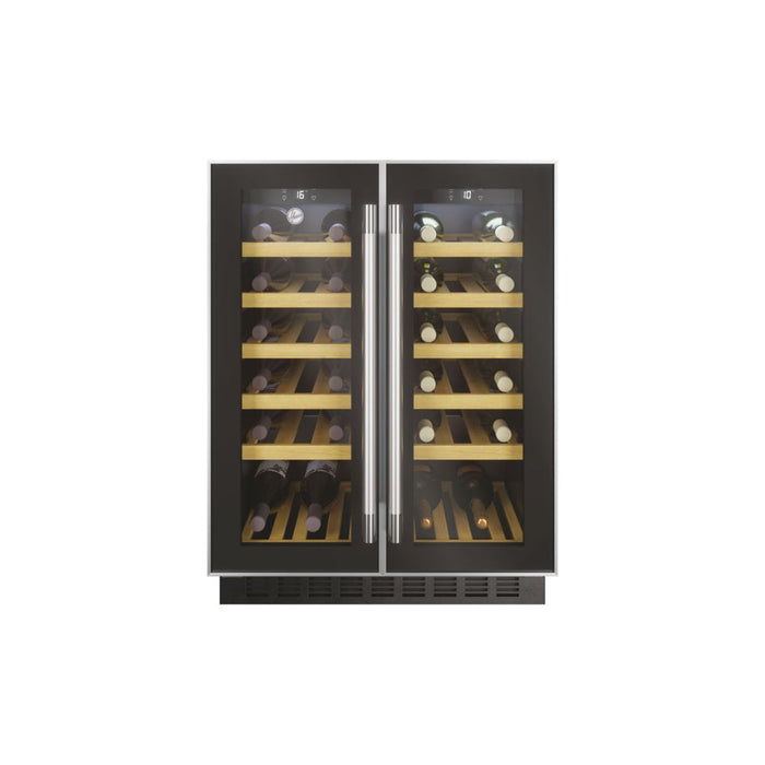 Hoover H500 HWCB 60D UK/N 60cm 2-Door Wine Cooler - Black Glass & St/Steel - Unbeatable Bathrooms