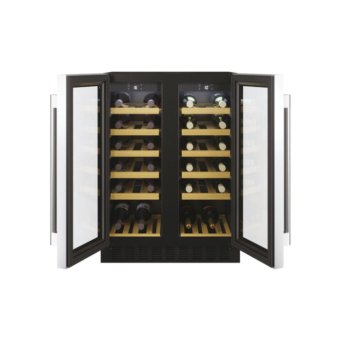 Hoover H500 HWCB 60D UK/N 60cm 2-Door Wine Cooler - Black Glass & St/Steel - Unbeatable Bathrooms