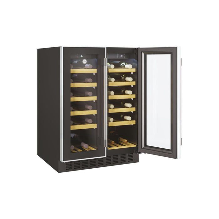 Hoover H500 HWCB 60D UK/N 60cm 2-Door Wine Cooler - Black Glass & St/Steel - Unbeatable Bathrooms