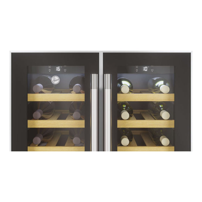 Hoover H500 HWCB 60D UK/N 60cm 2-Door Wine Cooler - Black Glass & St/Steel - Unbeatable Bathrooms