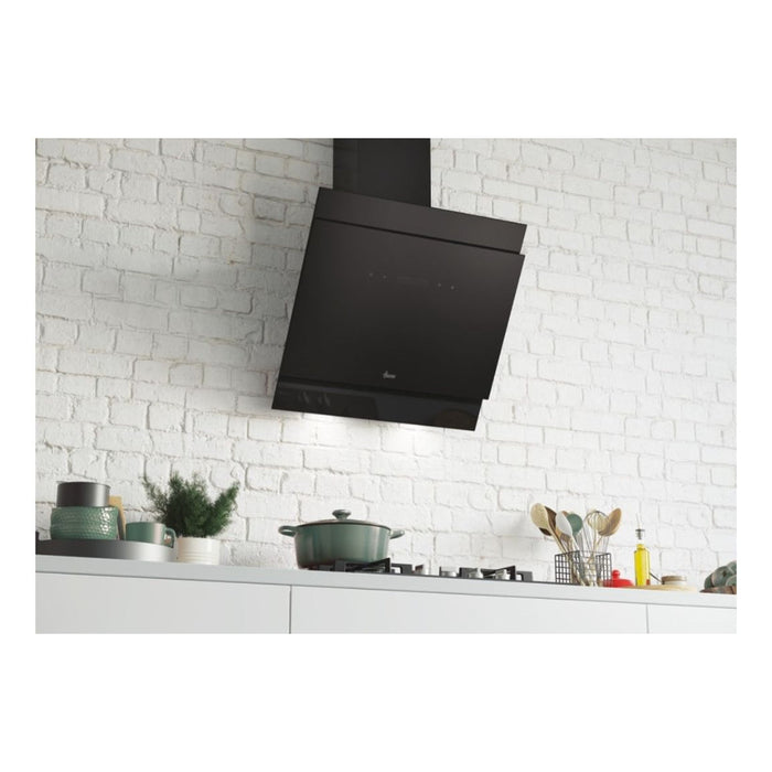 Hoover HDG6DCH3BWIFI 60cm Angled Chimney Hood - Black Glass - Unbeatable Bathrooms