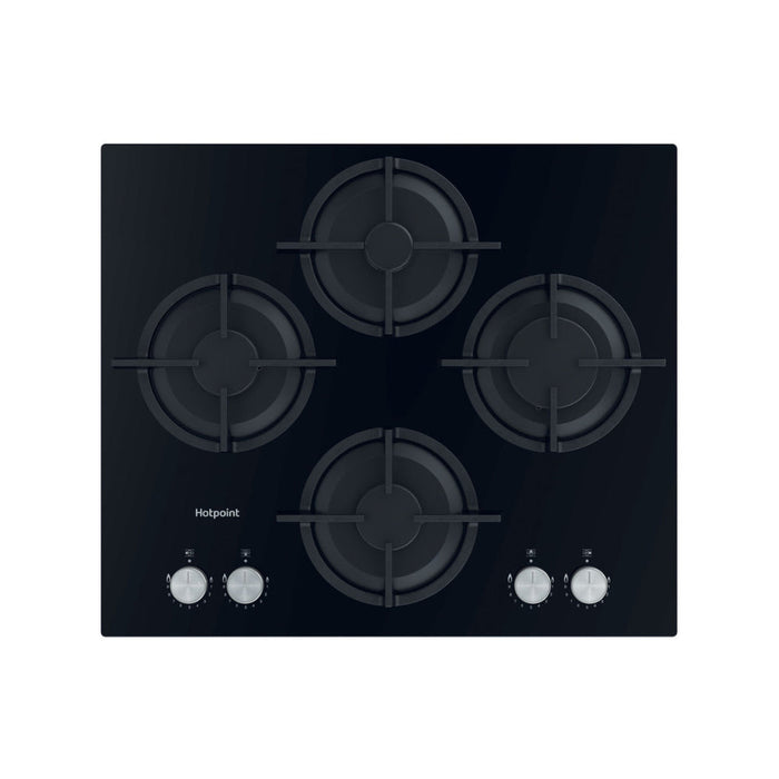 Hotpoint HGS 61S BK 60cm Gas on Glass Hob - Black - Unbeatable Bathrooms