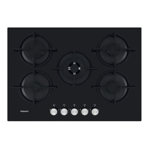 Hotpoint HGS 72S BK 75cm Gas on Glass Hob - Black - Unbeatable Bathrooms