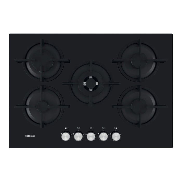 Hotpoint HGS 72S BK 75cm Gas on Glass Hob - Black - Unbeatable Bathrooms
