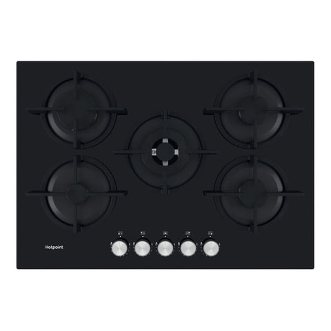 Hotpoint HGS 72S BK 75cm Gas on Glass Hob - Black - Unbeatable Bathrooms
