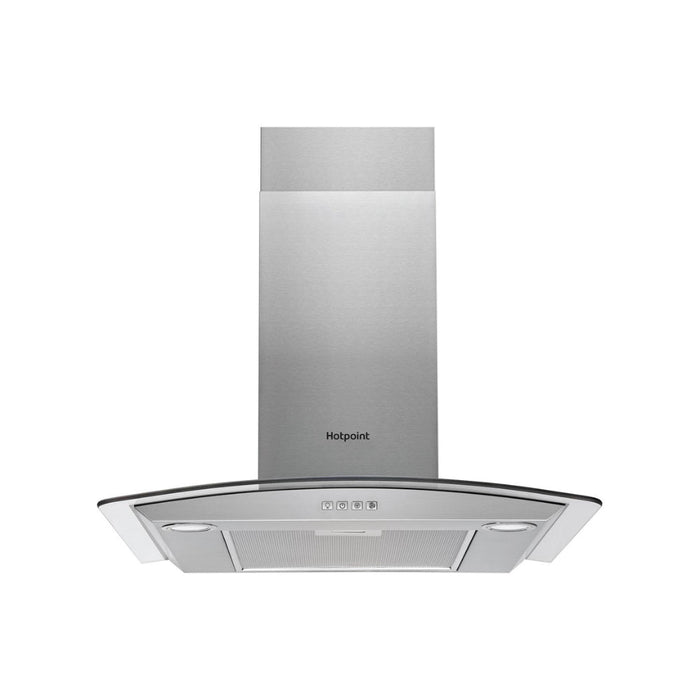 Hotpoint PHGC7.4FLMX 70cm Curved Glass Chimney Hood - St/Steel - Unbeatable Bathrooms