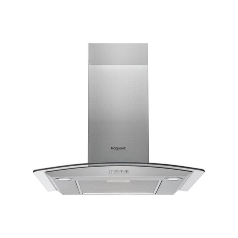 Hotpoint PHGC7.4FLMX 70cm Curved Glass Chimney Hood - St/Steel - Unbeatable Bathrooms