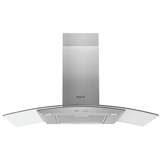 Hotpoint PHGC9.4FLMX 90cm Curved Glass Chimney Hood - St/Steel - Unbeatable Bathrooms