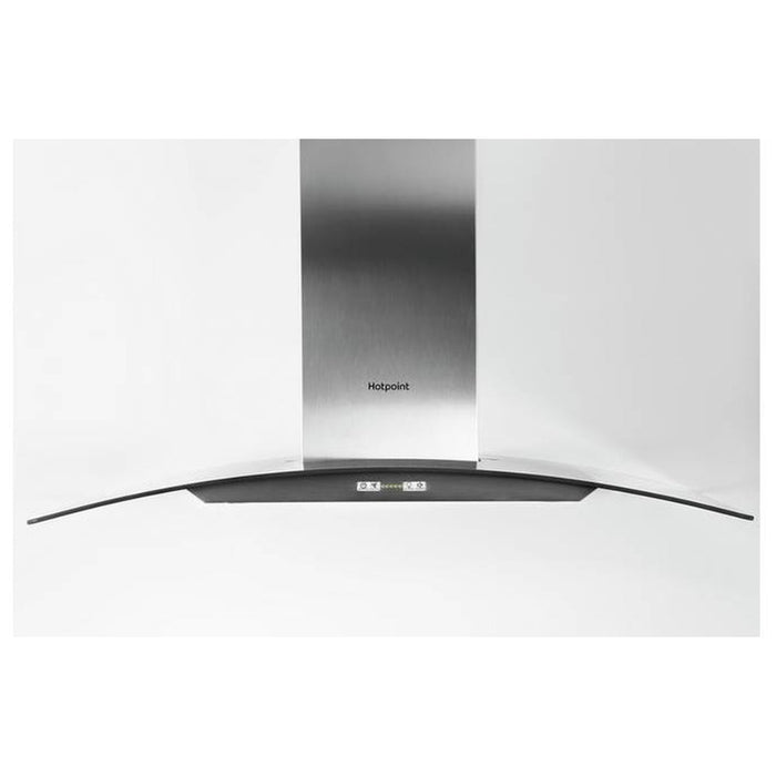 Hotpoint PHGC9.4FLMX 90cm Curved Glass Chimney Hood - St/Steel - Unbeatable Bathrooms