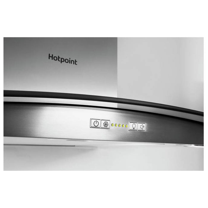 Hotpoint PHGC9.4FLMX 90cm Curved Glass Chimney Hood - St/Steel - Unbeatable Bathrooms