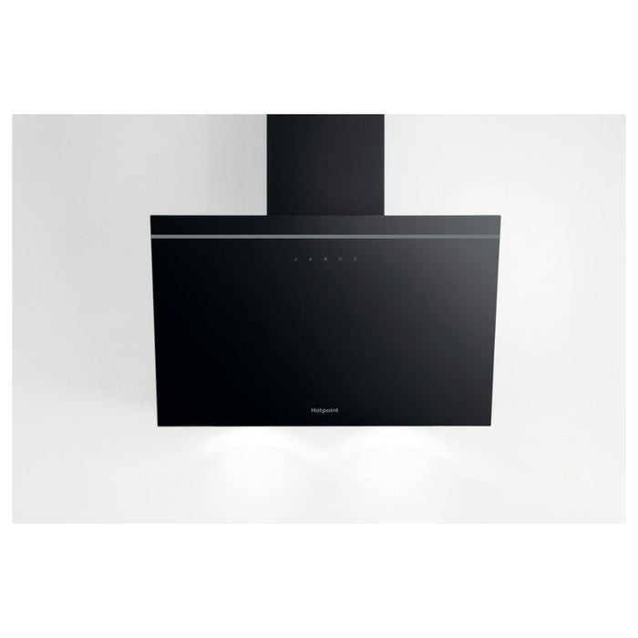 Hotpoint PHVP 62F LT K 60cm Angled Chimney Hood - Black - Unbeatable Bathrooms