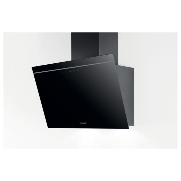 Hotpoint PHVP 62F LT K 60cm Angled Chimney Hood - Black - Unbeatable Bathrooms