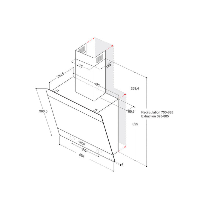 Hotpoint PHVP 62F LT K 60cm Angled Chimney Hood - Black - Unbeatable Bathrooms