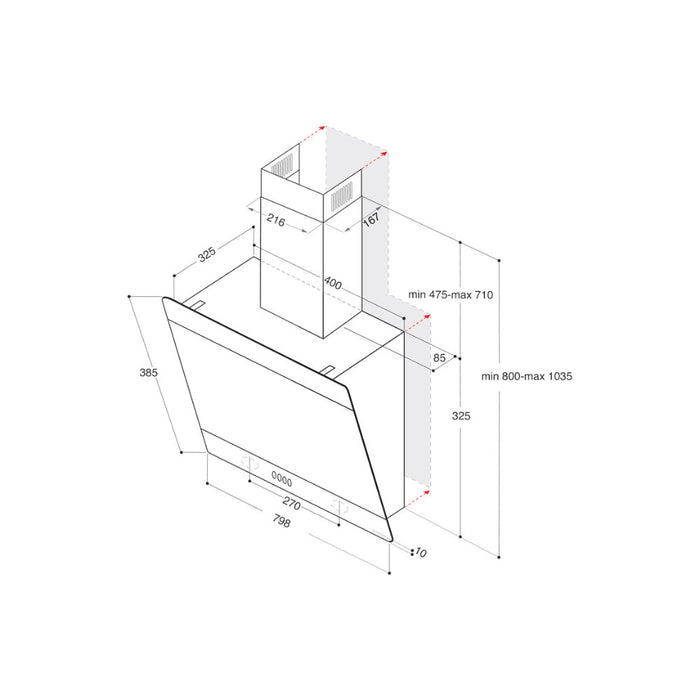 Hotpoint PHVP 82F LT K 80cm Angled Chimney Hood - Black - Unbeatable Bathrooms