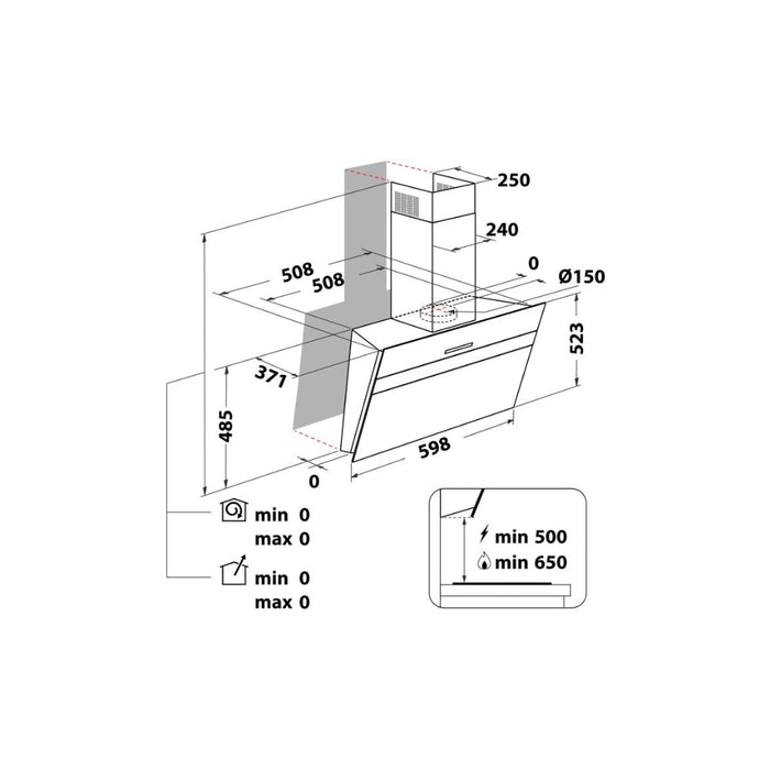 Hotpoint PHVS 61F LT DP K Angled Chimney Hood - Black - Unbeatable Bathrooms