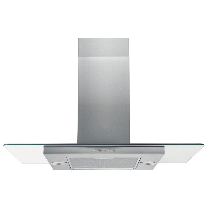 Hotpoint UIF 9.3F LB X 90cm Flat Glass Island Hood - Glass & St/Steel - Unbeatable Bathrooms