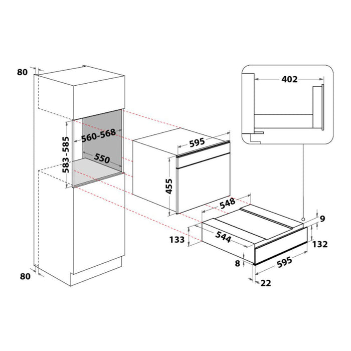 Hotpoint WD 914 NB 14cm Warming Drawer - Dark Grey Glass - Unbeatable Bathrooms