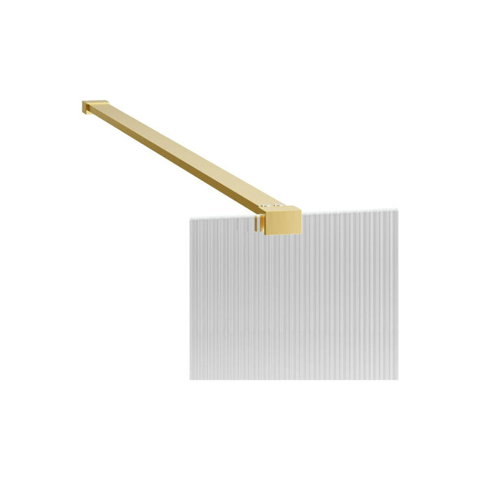 Iconix Fluted Wetroom Panel & Support Bar - Brushed Brass - Unbeatable Bathrooms