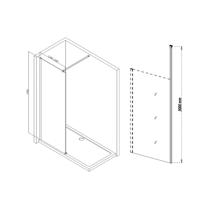 Iconix Wetroom Panel & Floor-to-Ceiling Pole - Chrome - Unbeatable Bathrooms