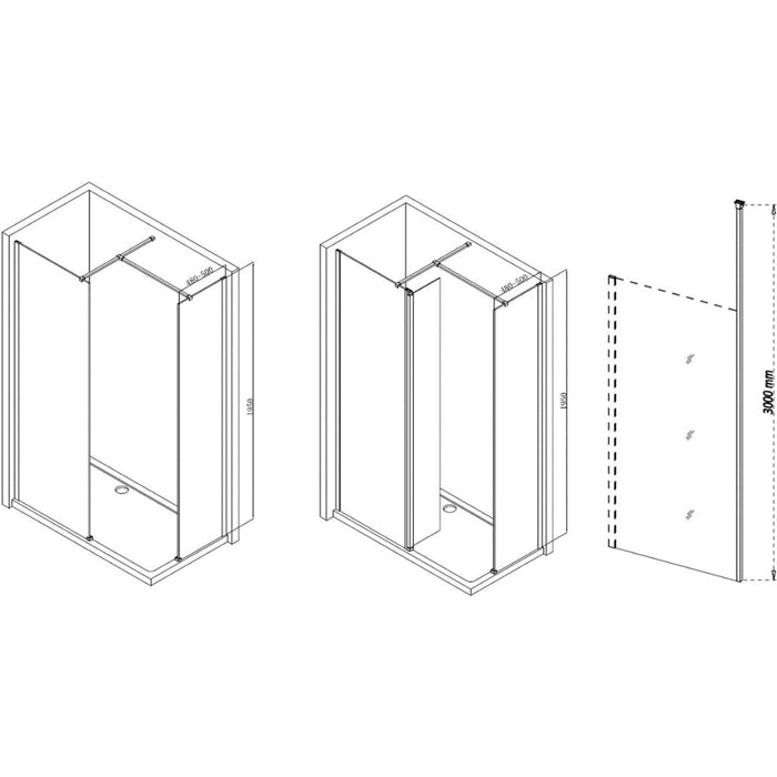 Iconix Wetroom Panel & Floor-to-Ceiling Pole - Chrome - Unbeatable Bathrooms