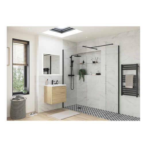 Iconix Wetroom Side Panel & Arm - Black - Unbeatable Bathrooms