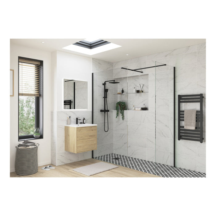 Iconix Wetroom Side Panel & Arm - Black - Unbeatable Bathrooms