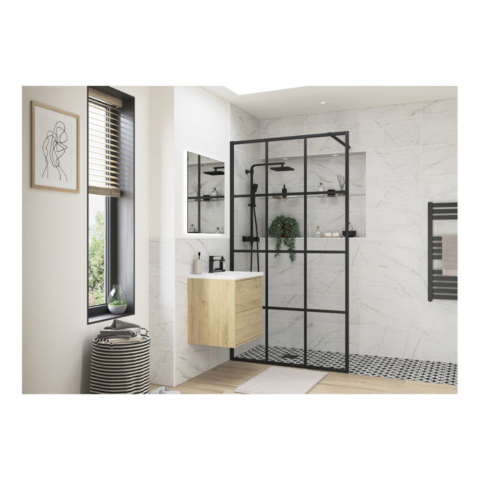 Iconix Framed Wetroom Panel - Black - Unbeatable Bathrooms