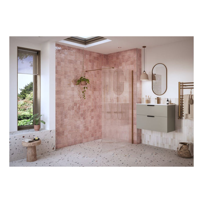 Iconix Fluted Wetroom Panel & Support Bar - Brushed Bronze - Unbeatable Bathrooms